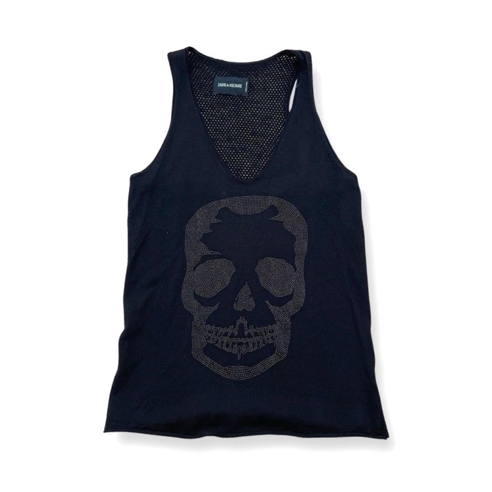 Zadig & Voltaire black crystal skull tank top size S / 20  100% merino wool
